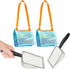 4E's Novelty 2X Shark Tooth Sifter for Beach with 2X Small Mesh Beach Bag for Shell Collecting, Metal Sand Scoop for