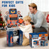 3 4 5 6 7 8, Playset, Set, 3-5 Kids Tool Bench with Electric Drill and Power Miter Saw, Construction Workbench Toys