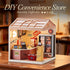 92Pcs 1:24 8+ Miniature DIY House Kit Convenience Store Scale Dollhouse Mini-Mart Corner Store Shop with LED Light
