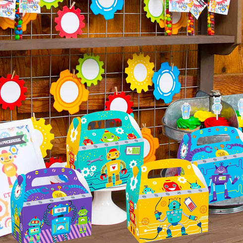 12 LaVenty PCS Robot Birthday Party Favors Boxes Robot Birthday Party Supplies Robot Birthday Party Favors Bags Robot