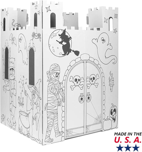 Easy Playhouse Haunted Castle, Kids Art & Craft for Indoor & Outdoor Fun, Decorate a Cardboard Fort