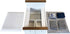 6 Inch 1:12 Dollhouse White Queen Bed for Dolls, Mini Wooden Bed with Grey Bedding, Realistic Bedroom Accessories