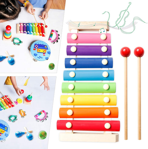 Kids Musical Instruments for Toddlers, Baby Musical Toys, Xylophone, Maracas, Wooden Instruments, Gifts for Girls and
