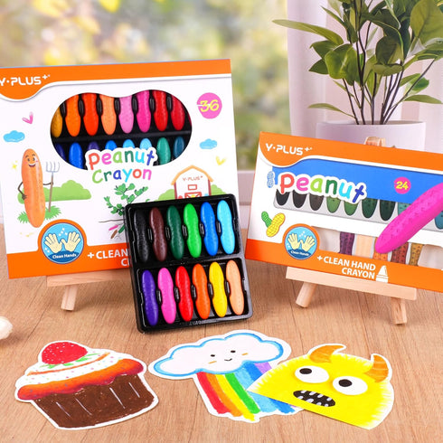 24 2-4, 1-3, 4-8, YPLUS Peanut Crayons for Kids, Colors Washable Toddler Crayon, Non-Toxic Baby Crayons for ages