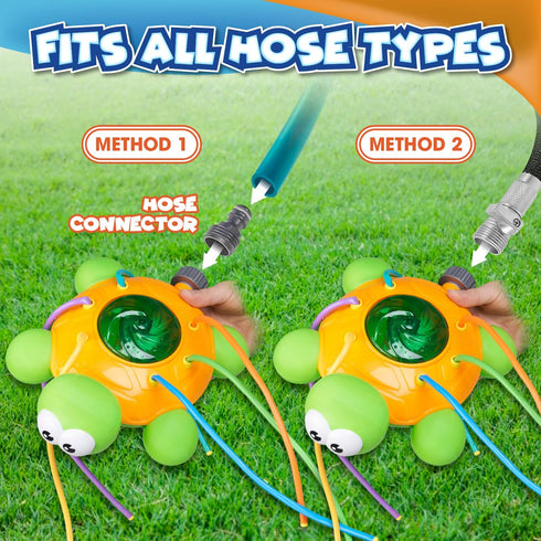 Chuchik Water Sprinkler for Kids - Backyard Spinning Turtle Toy, Summer Splashing Fun, Attaches to Garden Hose