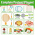 Sets 3-5 Lehoo Castle Wooden Play Food for Kids Kitchen - Pizza Toy with Pot & Pan, Play Kitchen Accessories, Pretend