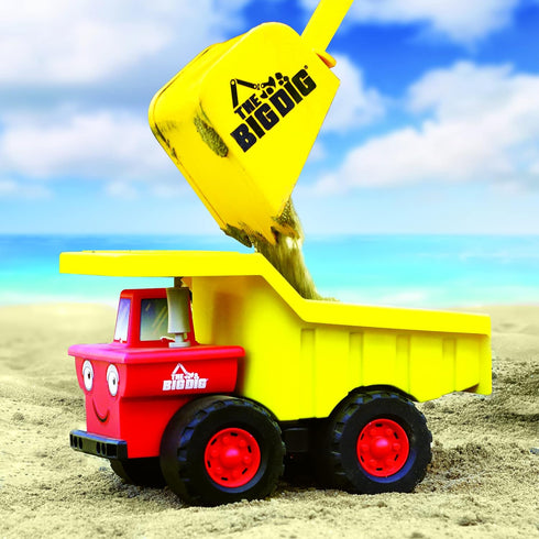 100% 11.25" 6.5" 7.25" 3+ The Big Dig Dump Truck | Made of Recycled Plastic | Long x Wide x Tall | Red and Yellow |