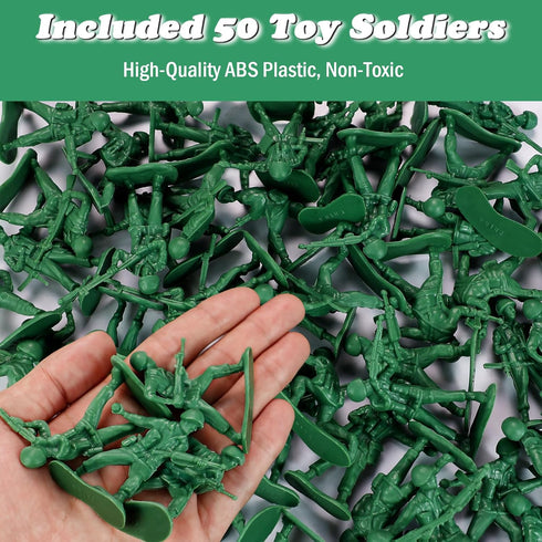 HAPTIME Classic Toy Soldiers Set (50 pcs), Plastic Army Men Action Figures for Creative Play and Learning Adventures