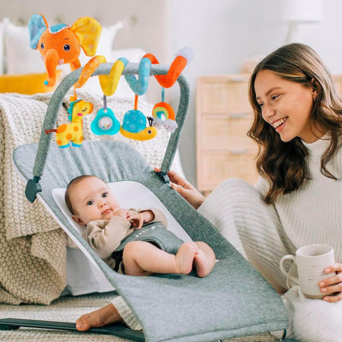 Car Seat Toys for Baby, Spiral Activity Stroller Toys for Infants 0-6 Months, Hanging Crib Toys with Music Box