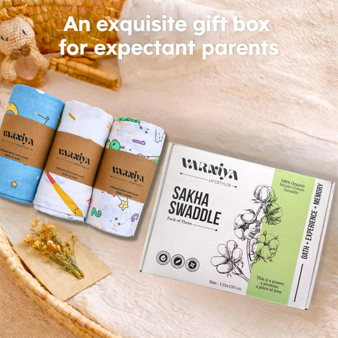 Varniya Lifestyles 1 3, Pack 2) Muslin Swaddle Blanket Organic Cotton Baby Receiving Blanket Soft & Breathable Swaddle