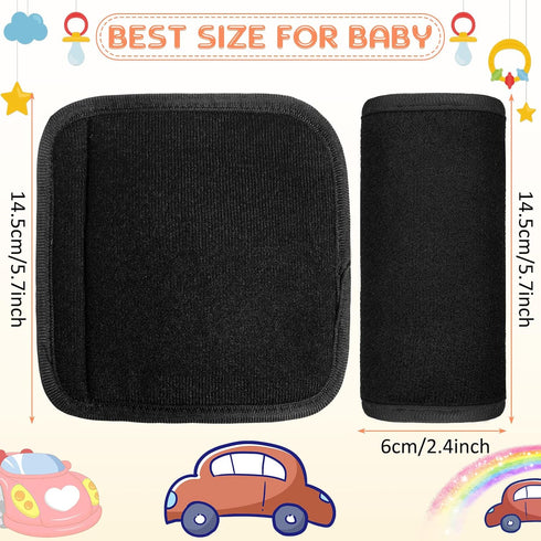 6 2.4 5.7 Inches(Black) Riakrum Pieces Car Seat Strap Pads Covers for Baby Kids, Carseat Strap Covers Shoulder Pads