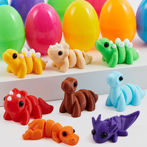 8 3D 8+) JOYIN Pcs Prefilled Easter Eggs with Printed Toys Mini Dinosaur, Articulated Toys, Basket Stuffers Fillers