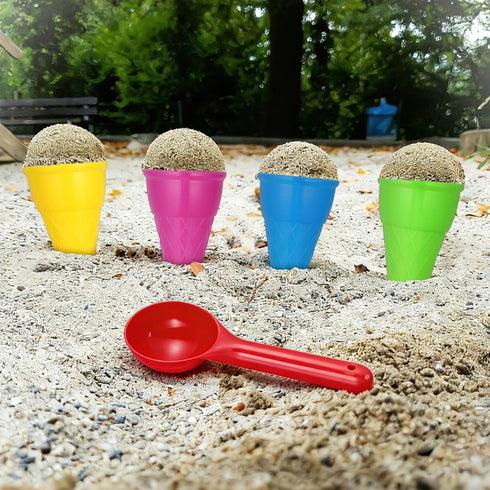 5pcs TOYANDONA Beach Toys Plastic Ice Cream Cones Scoop Kids Seaside Play Sand Toys for Children Toddlers (Random