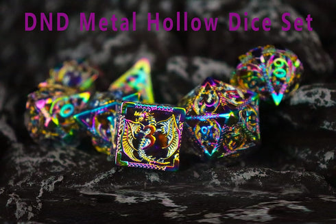 Dice Set Metal DND Unique Dragon Dice - 7CPS Role Playing Dice Set with Gift Box for D&D Games