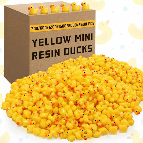 Barydat 600 Pcs Mini Resin Ducks Yellow Bulk Tiny Duck Decoration for