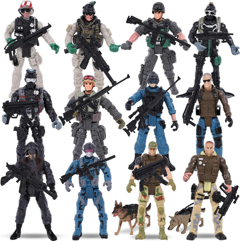 12PCS Army Men Toy Soldiers, Special Operation Soldier Military Action Figures Playset with Weapons for Kids Birthday