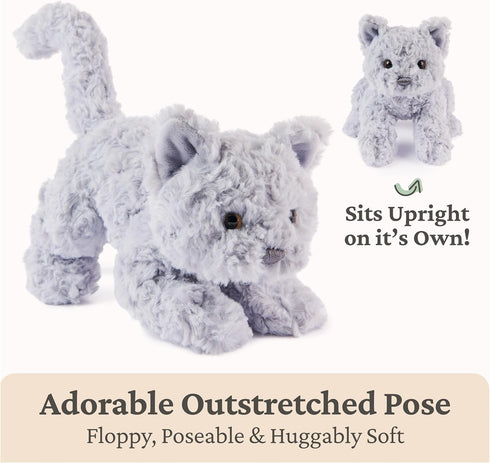0 9 GUND Bootsie English Blue Kitten Plush Toy, Premium Cat Stuffed Animal for Ages and Up, Gray