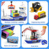 2-in-1 Playset, CUTE STONE Toy Boat & Tower Crane Cargo Ship with Lights/Sounds | Push-Go Transport Ship & Construction
