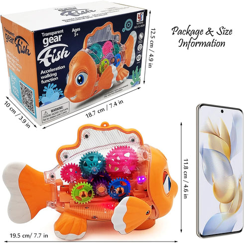 Tipmant Cute Electric Fish Toy, Electronic Goldfish Vehicle, Music, Flash LED Lights for Baby Toddler Gifts