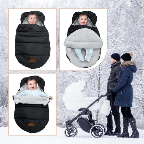 Stroller Universal Sleeping Bag, Winter Outdoor Hooded Bunting Bag, Windproof and Water-Resistant Stroller Accessory