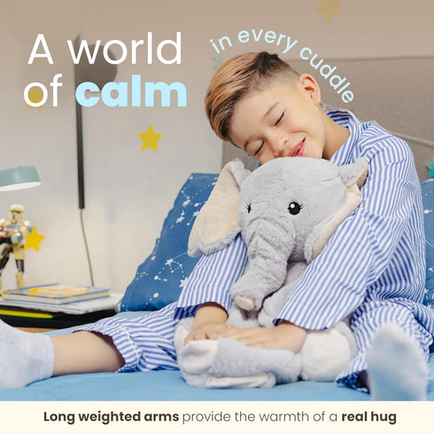 Weighted Elephant Stuffed Animal - 4.5 lbs, Premium Plushies with Long Comforting Arms for Soothing Hugs, Anxiety Relief