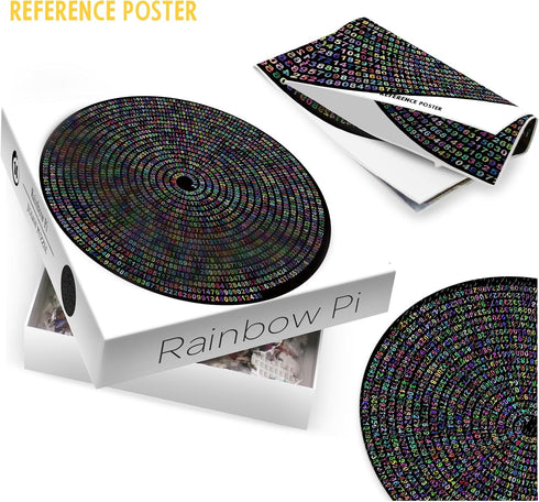 Pi p Day Puzzle for Adults 1000 Pieces, Round Rainbow Jigsaw Puzzle, Hard Impossible Number Puzzle