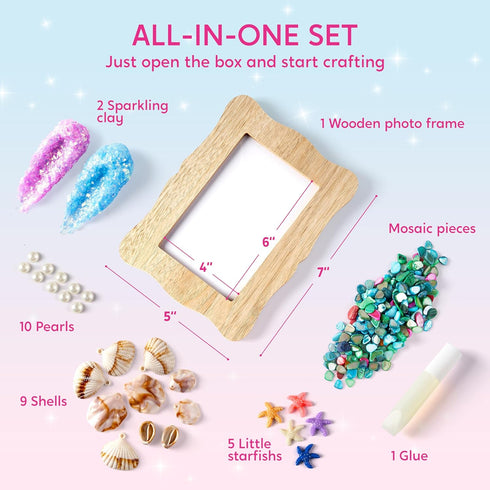 6 Summer JOVA Klever Kits Mosaic Photo Frame Craft Kits, DIY Mosaic Kits for Kids Years Old Girl Birthday Gift