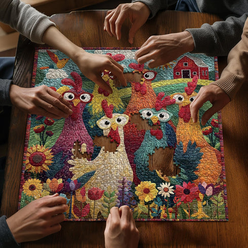 PICKFORU 1000 Chicken Puzzles for Adults Piece, Funny Chicken Jigsaw Puzzle, Garden Farm Flower Animal Rooster Themed