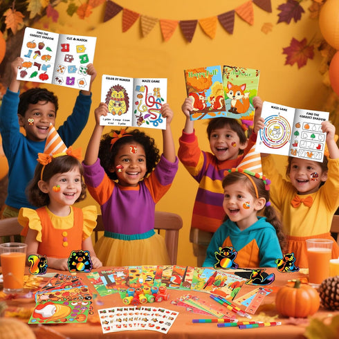 Set Craft24Set BenLouis Fall Party Favors for Kids Thanksgiving Day Classroom Gifts Prize Coloring Books Bulk