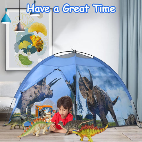 Dinosaur Kids Play Tent, Realistic Dinosaur Theme Indoor and Outdoor Fun Playhouse for Children Age 3-7