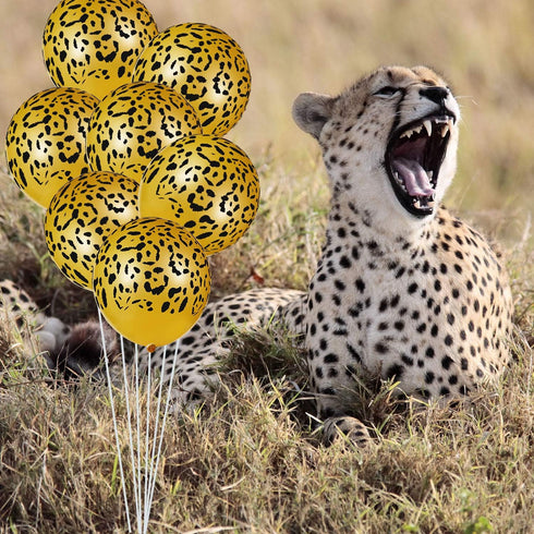 Gejoy 36 Pcs Cheetah Balloons, 12 Inch Leopard Print Balloons for Cheetah Zoo Theme Birthday Party Supplies