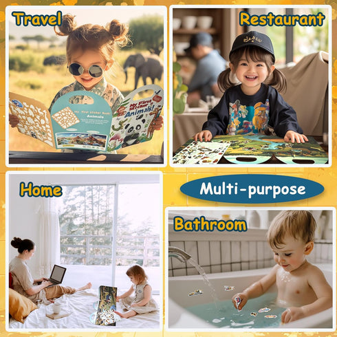 HitGoo 3-Pack 2-4 Reusable Sticker Books for Toddlers Years, Vehicles Truck, Animals & Farm Jelly Activity Stickers