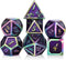 Purple Metal Dice Set D&D - 7 Die Enamel Polyhedral Dice Set with Metal Tin for Role Playing Game