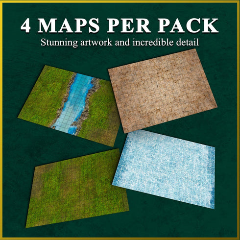 Game Knights Game Knight Encounters Map Mat, Double-Sided Gloss Laminated Dry Erase Battle Map for Roleplaying