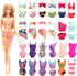 BARWA 12 Items 5 Psc Swimsuits Bathing Clothes Bikini One Piece with 2 Pool Floaties with 5 Shoes for 11.5 inch Doll