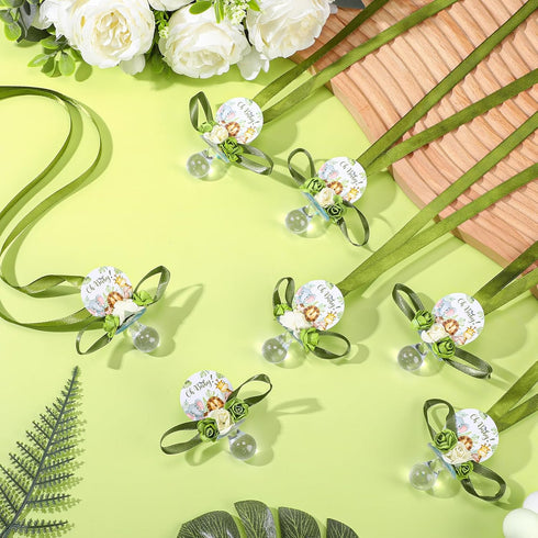 Quelay 60 Pcs Baby Shower Pacifier Necklace, Cute Jungle Animal Acrylic Pacifiers for Decoration Party Favors