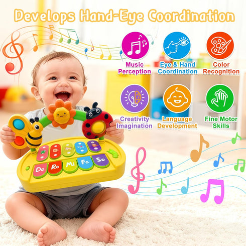6-12 3 6 9 12 18 4 1 Baby Piano Toy Months Light Up Music Keyboard Baby Toys for Months with Modes, Infant Educational