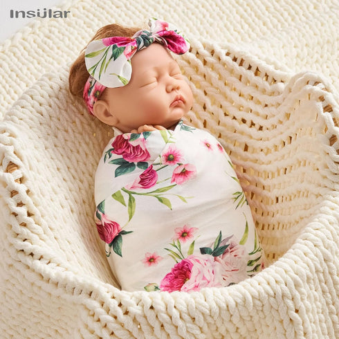 Sets, insular Swaddle Blankets Beanie Hat Headband Newborn Baby Girl Swaddle Sack, Receiving Blankets Infant Baby