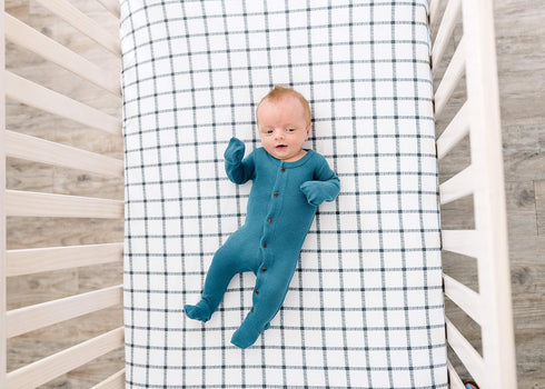 Ledger Design Premium Fitted Knit Crib Sheet by Copper Pearl
