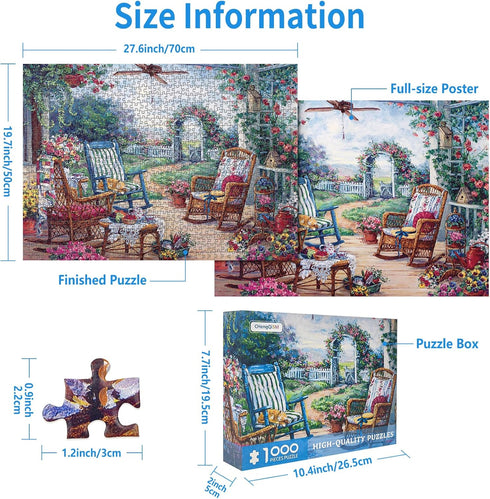 1000 Cozy 1000 1000 Piece Puzzle for Adults, Patio Garden Puzzles for Adults Pieces Flower Garden Jigsaw Puzzles Pieces