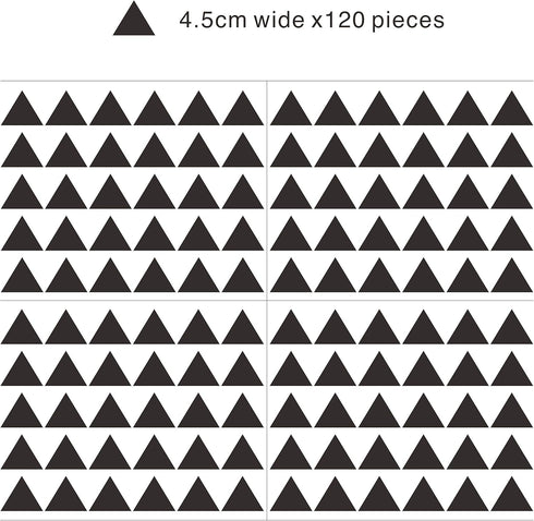 120 Pcs Triangle Wall Pattern Decal Vinyl Stickers for Kids Bedroom, Removable Decor, YMX56 (Black)