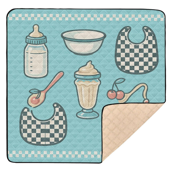 Caihoyu Vintage Style - Baby Food Pattern Large Non-Slip Baby Playmat for Indoor