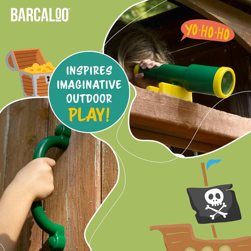 Playground Accessories for Kids - Pirate Telescope, Steering Wheel & Safety Handle Bars for Outdoor Playsets