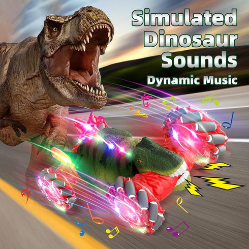 Dinosaur Remote Control Car, 2.4Ghz 4WD RC Cars with Dinosaur Sounds & Light Music, Gesture Sensing Remote Control Car