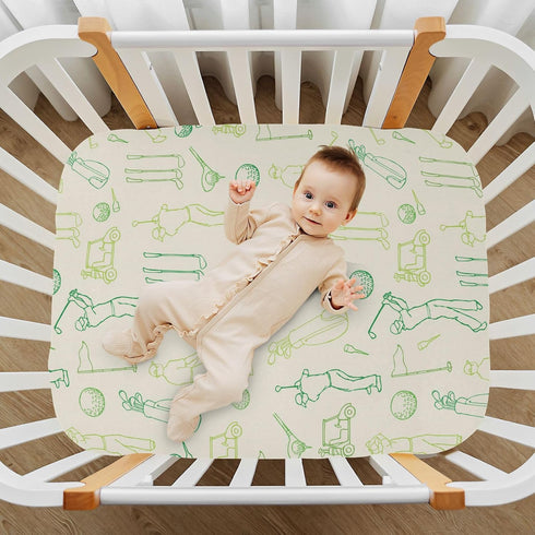 Caihoyu 52x28in Fitted Crib Sheets for Baby Boys or Girls Soft Breathable Baby Play Yard Sheet for Standard Size Crib