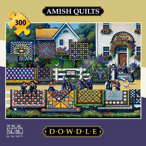 Buffalo Games - Dowdle - Amish Quilts - 300 Piece Jigsaw Puzzle for Adults 14 and up Challenging Puzzle Perfect for Game Nights - Finished Puzzle Size is 21.25 x 15.00