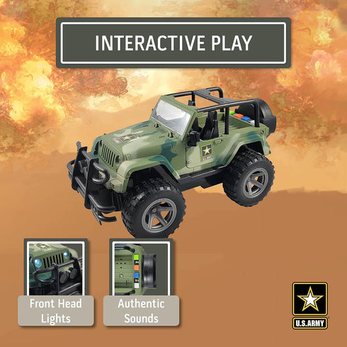 Lollipop United States Army Friction Powered 1/16 Model Off Road Vehicle with Light & Sound