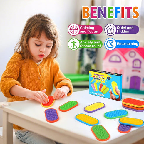 Ziogogco 12PCS Silicone Magnetic Slider Toysfor Adults & Teens, Relieves Stress and Anxiety in Children with Autism. A