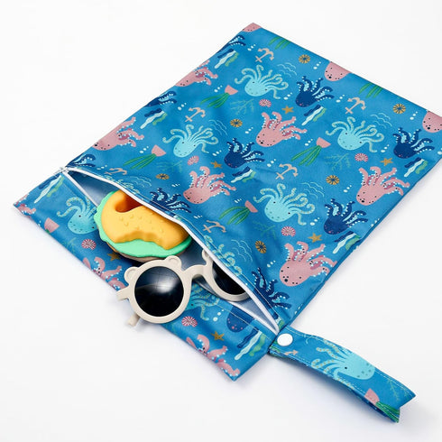 CoolaPeach 2 Pcs Wet Bags Waterproof Reusable Zippered Pocket Cloth Diaper Bag for Travel Beach Pool Swim, Baby