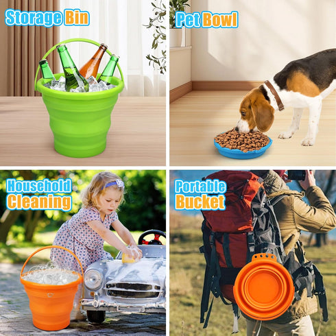 LNCOJOLM Summer Collapsible Bucket Sandbox Kit Toys for Kids, Foldable Bucket Multi Purpose Sand Pail for Garden